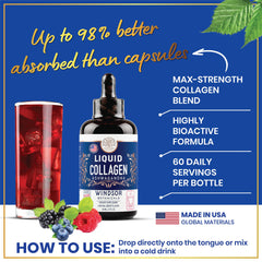 Close-up of hydrolyzed collagen peptides Type I & II liquid drops