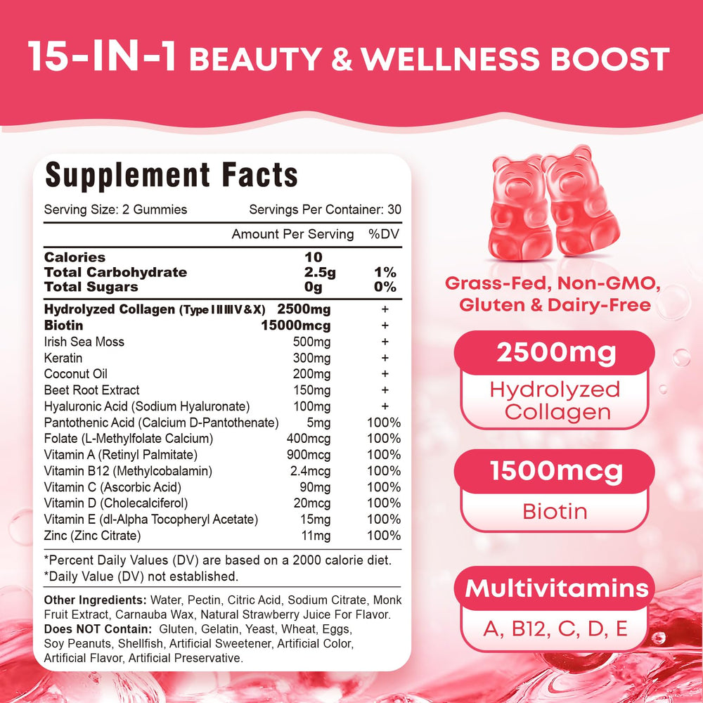 Close-up of multi-collagen peptides types I II III V X