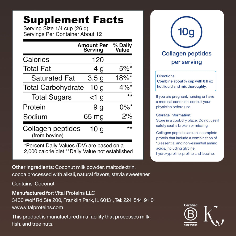 Serving size of 10g collagen peptides per serving