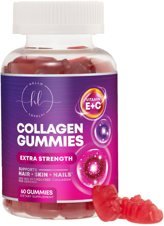 Front view of Collagen Peptides Gummies with Biotin 2500 mcg bottle