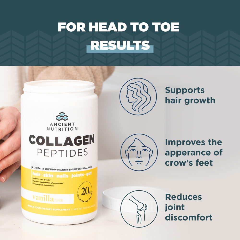 Collagen peptides powder dissolving in water