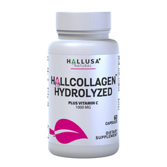Hydrolyzed collagen capsules bottle label showing 1000 mg per serving