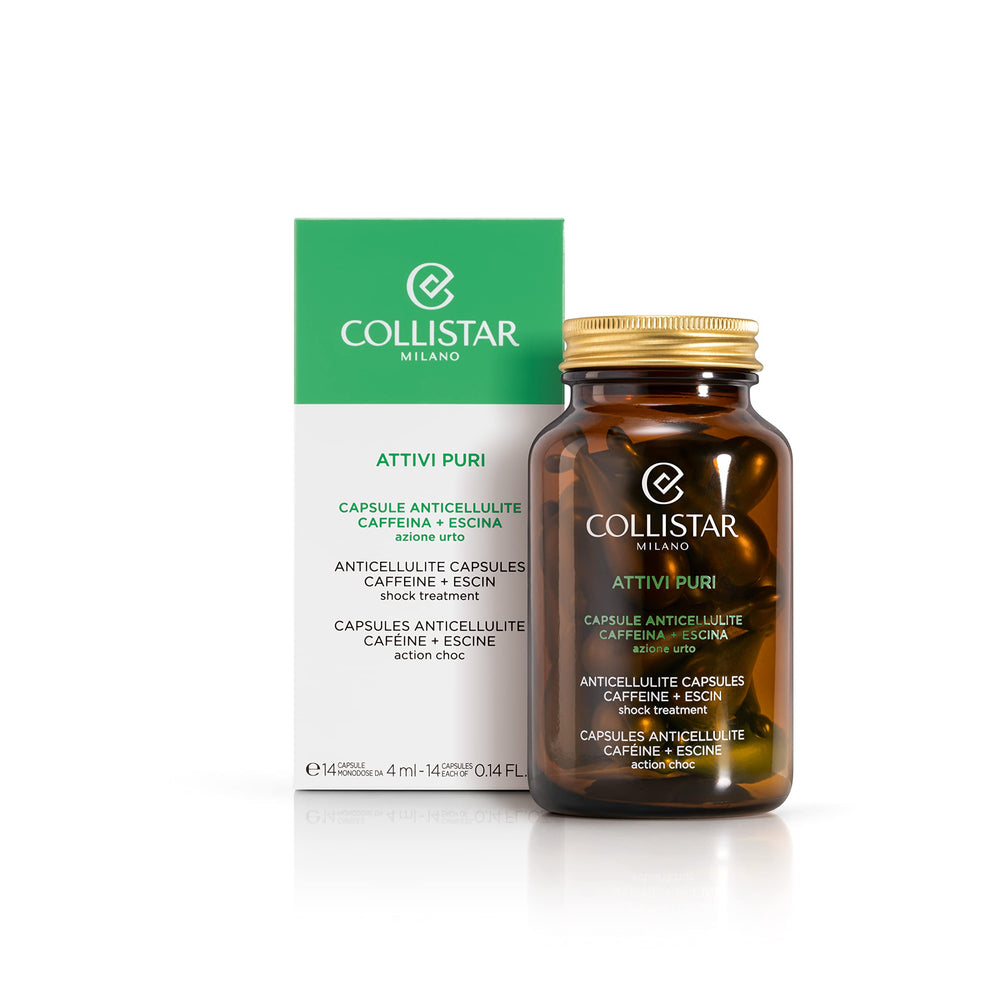 Illustration of caffeine and escin active ingredients for cellulite treatment
