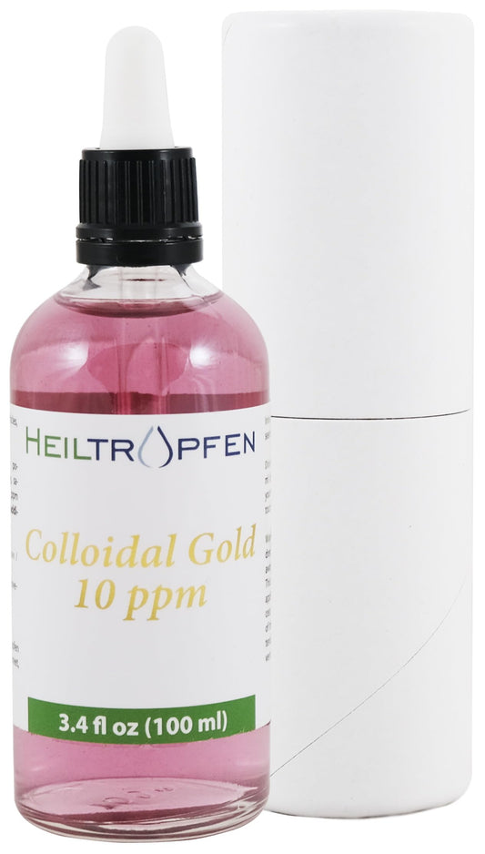 Colloidal gold solution in glass bottle with dropper (10 ppm, 100 ml)