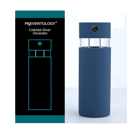 Preventology colloidal silver generator with glass reservoir and silicone cladding