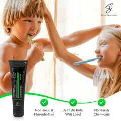 Packaging highlighting fluoride-free and SLS-free formula