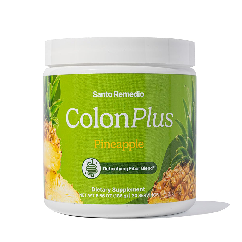Santo Remedio Colon Plus Pineapple flavor bottle front view, 30 servings
