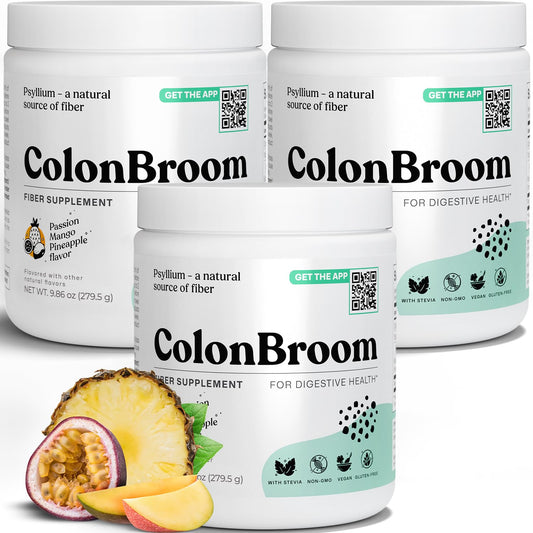 ColonBroom psyllium husk powder with stevia tropical fruits packaging