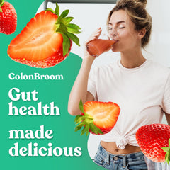 Scoop of ColonBroom psyllium husk powder strawberry flavor