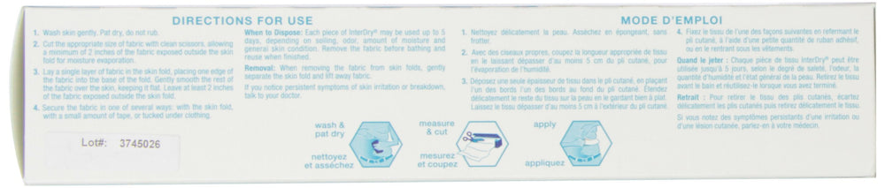 Coloplast InterDry Ag roll sterile packaging and labeling for clinical settings.