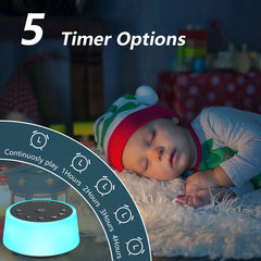 Color Noise sound machine with 5 timers for flexible playback schedules.