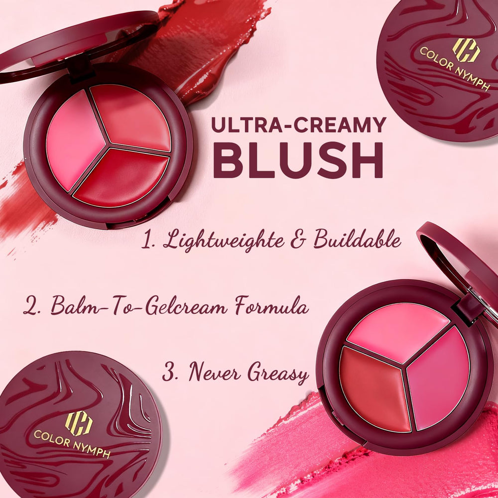 Color Nymph blush palette used as eyeshadow for soft, cohesive eye look.