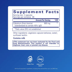 Product label for Pure Encapsulations Colostrum 180 capsules