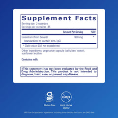 Colostrum 40% IgG immune support label