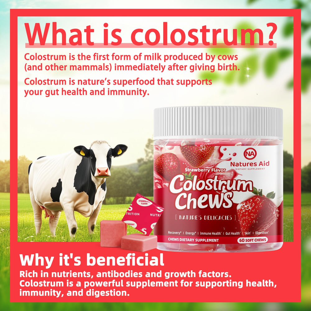 Close-up of Colostrum Chews Strawberry flavor chews