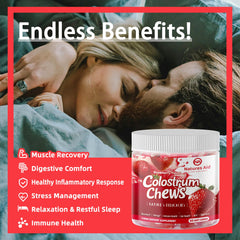 List of ingredients for Colostrum Chews Strawberry flavor