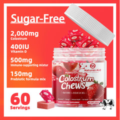 Nutrition facts panel for Colostrum Chews Strawberry flavor