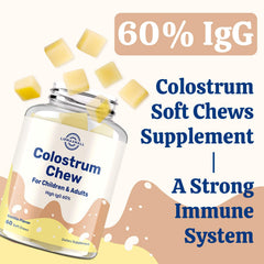 Colostrum chews packaging labeled grass-fed cows