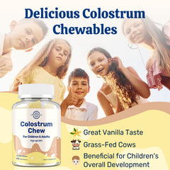 Two bottles of Bovine Colostrum Chews Vanilla on countertop