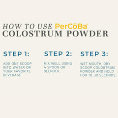 Scoop of colostrum powder beside shaker bottle