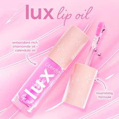 ColourPop Lux Lip Oil chamomile-calendula close-up highlights antioxidant nourishment for lips.