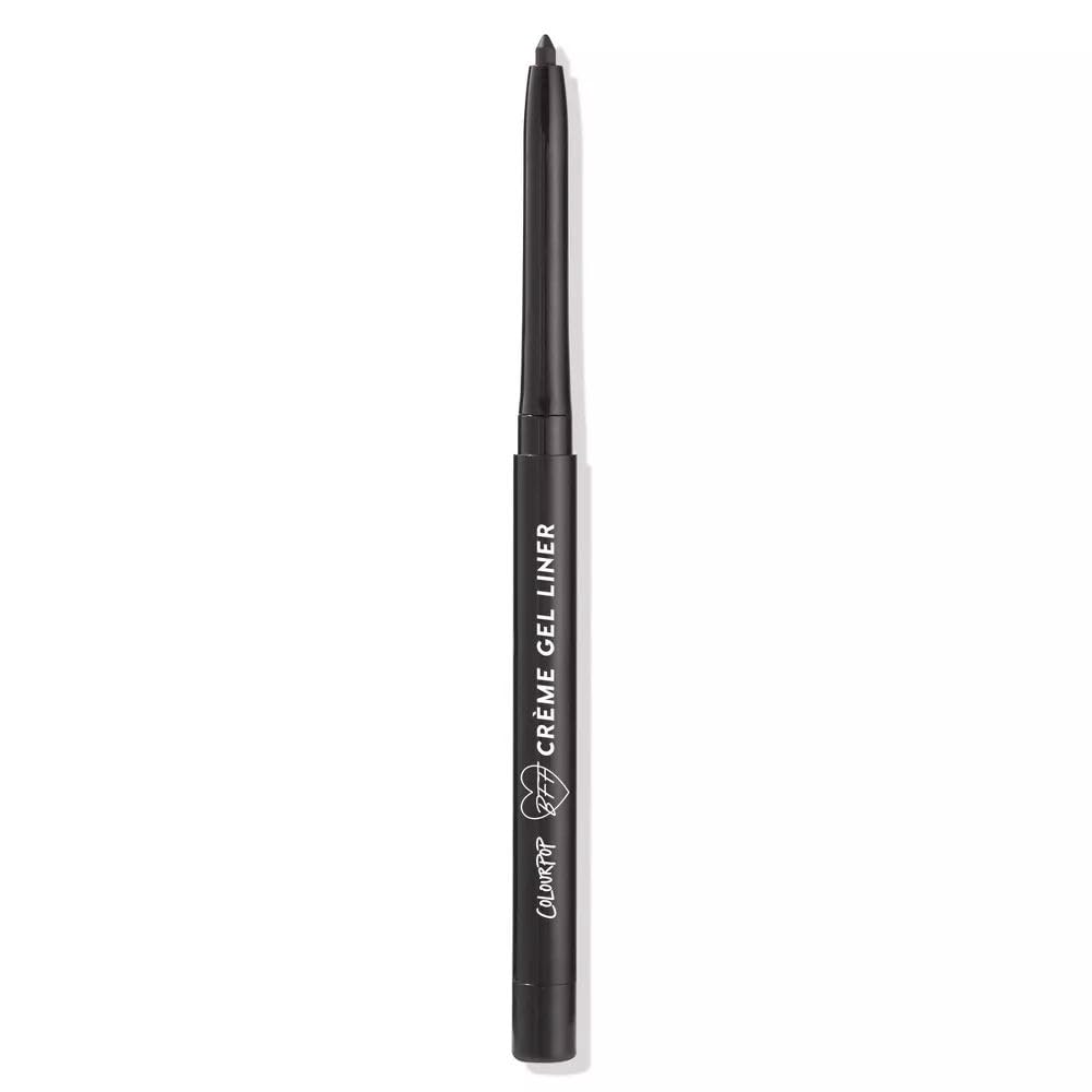 ColourPop Swerve waterline swatch reveals true black matte finish.