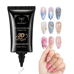 COLOURSMILE 4in1 gel needle-tube application for precise on-nail sculpting.