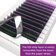 CoMango Easy Fan Lashes colorful ombre-purple extensions for party-ready look.