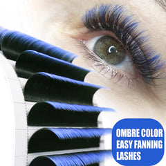 CoMango ombre blue lash extension in mixed tray 8-14mm for versatility.