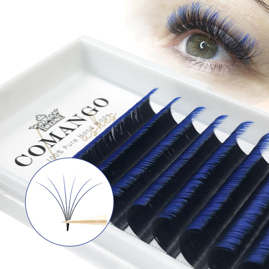CoMango ombre blue lashes pack displays gradient color for subtle daily glamour.