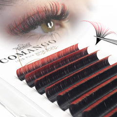 CoMango ombre red lashes bundle with color gradient for day-to-night looks.