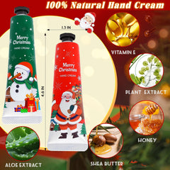 Close-up of festive patterns on Comdian hand creams