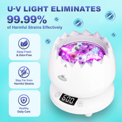 Compact travel-ready ultrasonic cleaner in bathroom