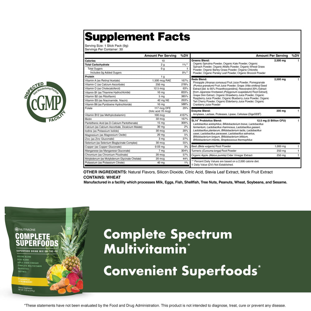Complete Superfoods ingredients and nutritional information
