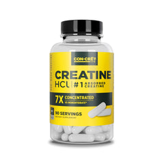 Front view of CON-CRET Creatine HCl capsules bottle (90 count)