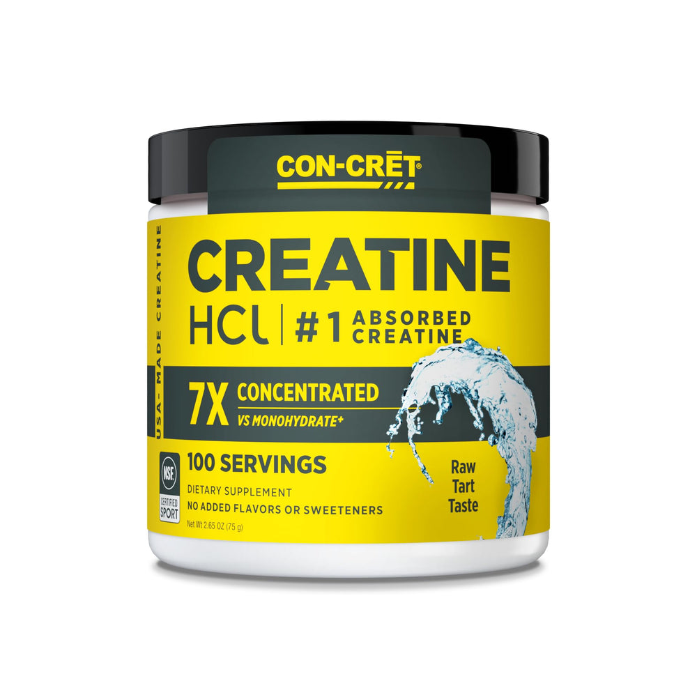 CON-CRET Creatine HCl powder container (unflavored) – 100 servings