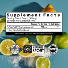 Scoop dispensing CON-CRET Creatine HCl powder