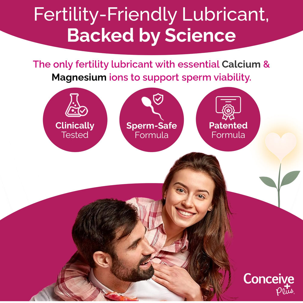 Conceive Plus 2.5 oz tube travel-friendly water-based lube for conceiving moments.