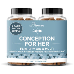 Bottle of Conception Fertility Supplements for Women with vegan soft capsules