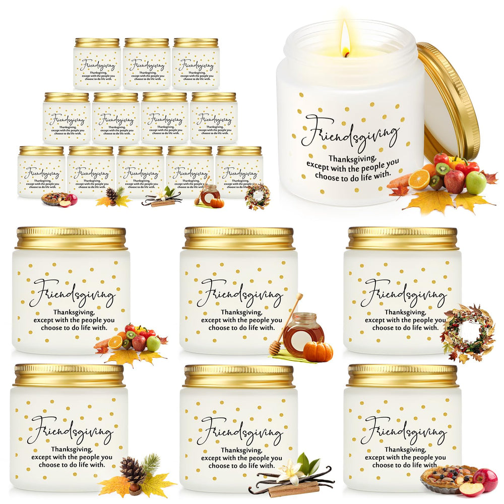 Conelist 12-pack Thanksgiving scented candles set in white glass jars, 3.5 oz each