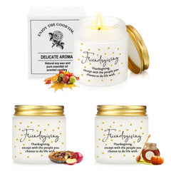 Conelist 3-piece Thanksgiving candle set in white glass jars