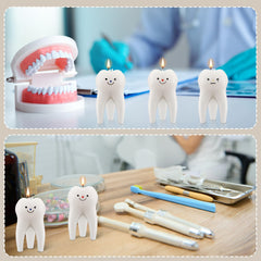 Conelist tooth candle natural wax with white finish highlights modern dental-inspired design