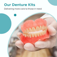 Person smiling with a confident smile after using a DIY denture kit.