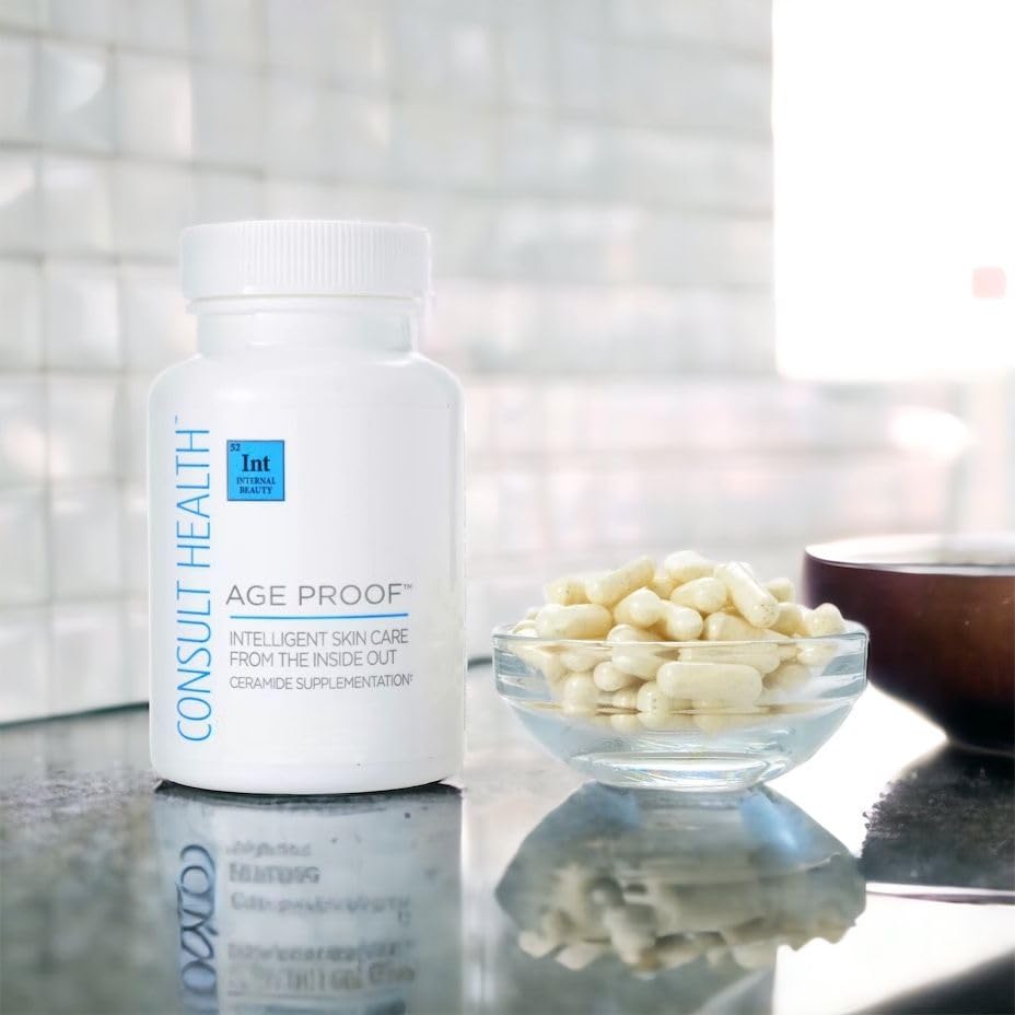 Product shot of 120-count bottle for age proof ceramide supplement