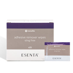 ConvaTec ESENTA remover spray application for quick adhesive residue removal around stomas.