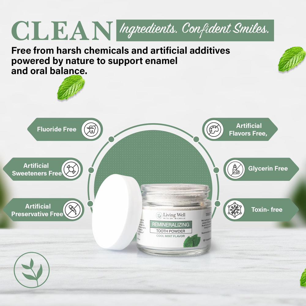 Cool mint flavor tooth powder packaging