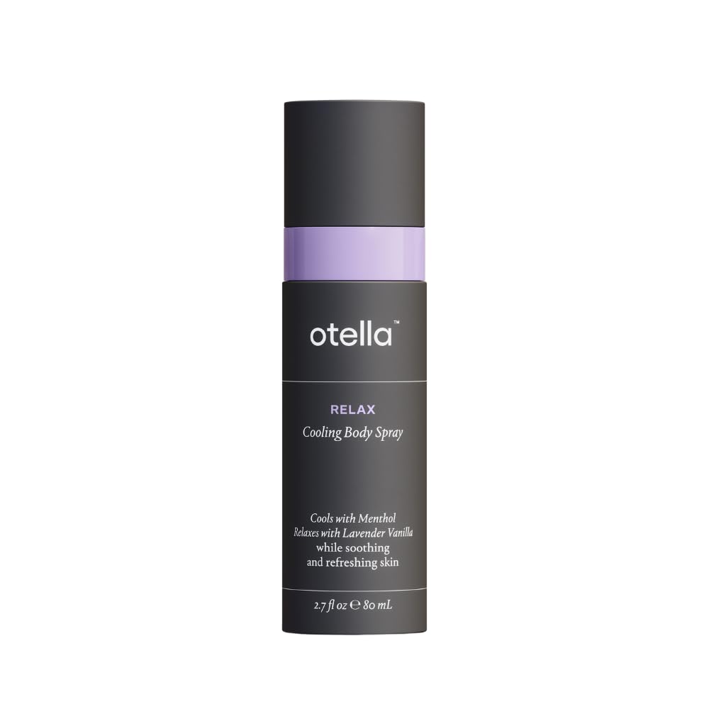 Front view of Otella Cooling Body Spray bottle with Menthol and Lavender Vanilla scent