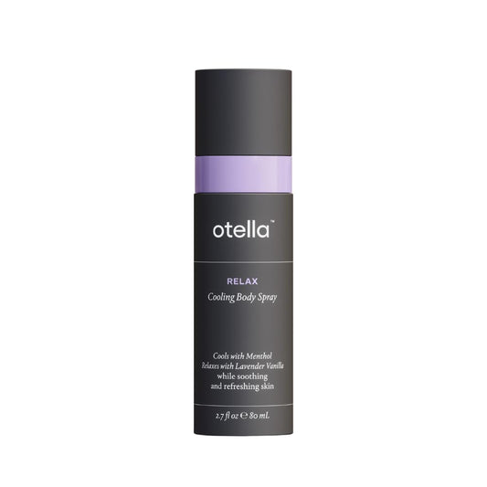 Front view of Otella Cooling Body Spray bottle with Menthol and Lavender Vanilla scent