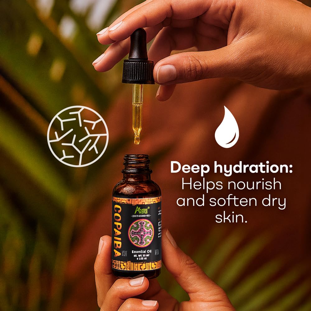 Amber glass bottle with copaiba oil dropper