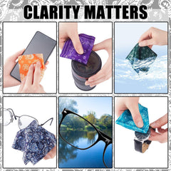 Glasses cleaning cloths colorful set on white background
